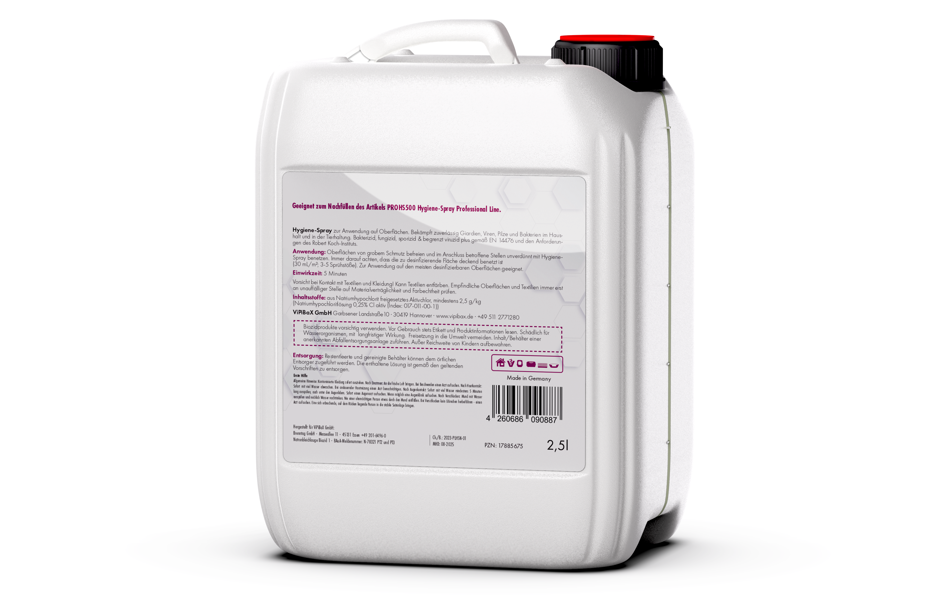 ViPiBaX Giardien EX® Hygiene-Spray Nachfüllpack Professional Line Natronbleichlauge Biozid 1
