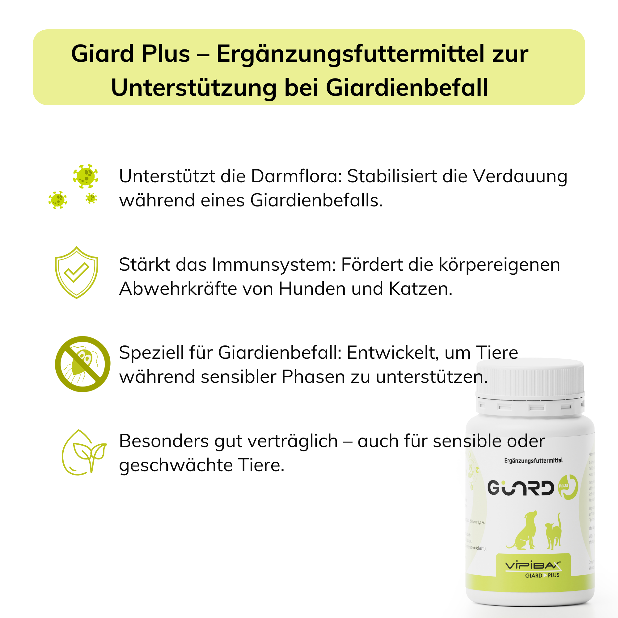 Giard Plus Ergänzungsfutter bei Giardienbefall – für Hunden & Katzen 60g
