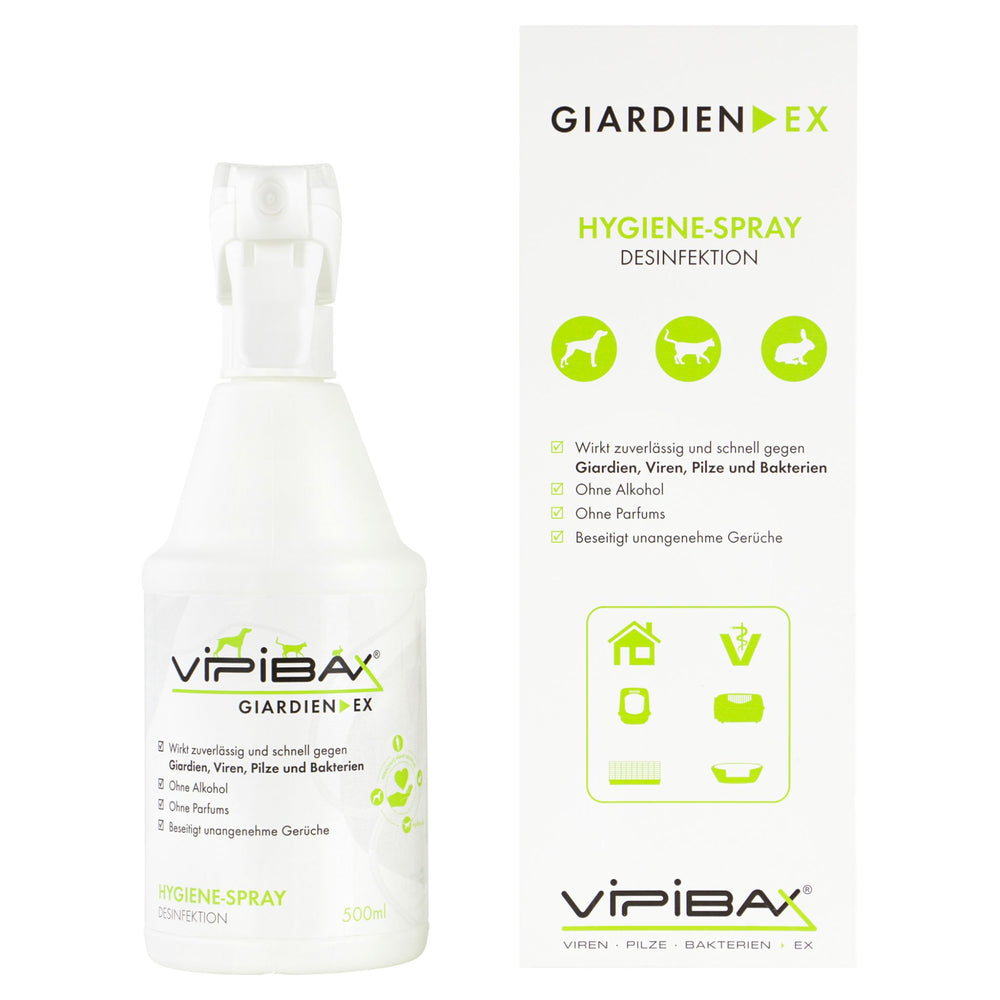 ViPiBaX Giardien EX Hygiene-Spray 500 ml, Sprühflasche mit Etikett
