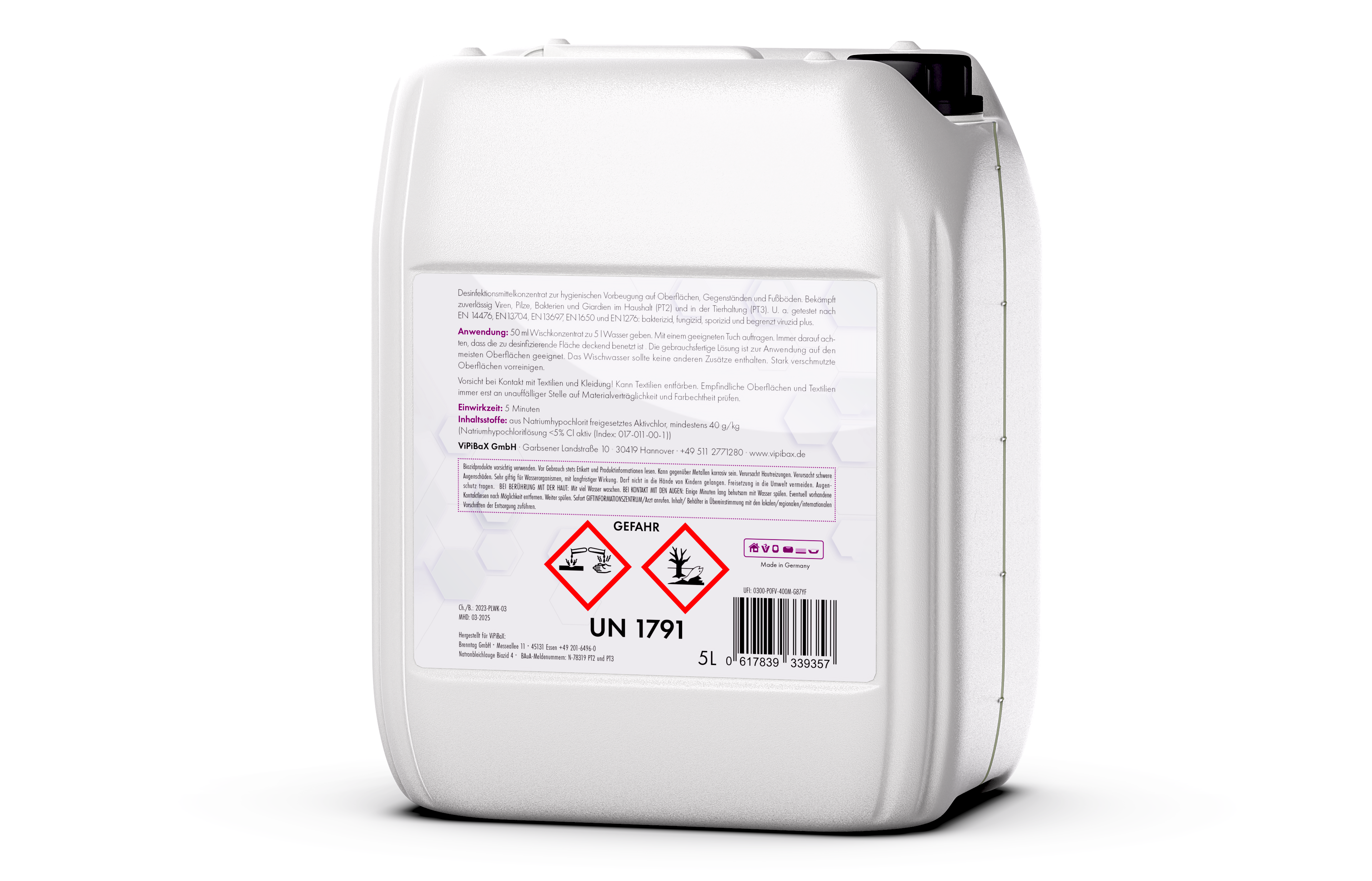 ViPiBaX Giardien EX® Wischkonzentrat Professional Line Natronbleichlauge Biozid 4 5l