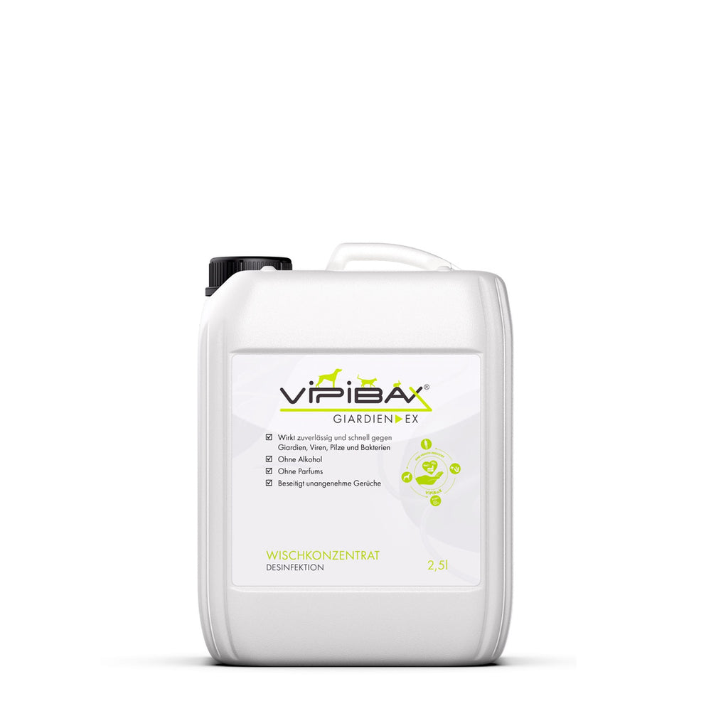 ViPiBaX Giardien EX Wischkonzentrat 2,5 l, Kanister mit Etikett, Vorderseite