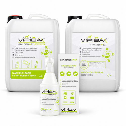 ViPiBaX Hygiene-Komplettset: Hygiene-Spray 500 ml, Nachfüllpack 2,5 l und Wischkonzentrat 2,5 l